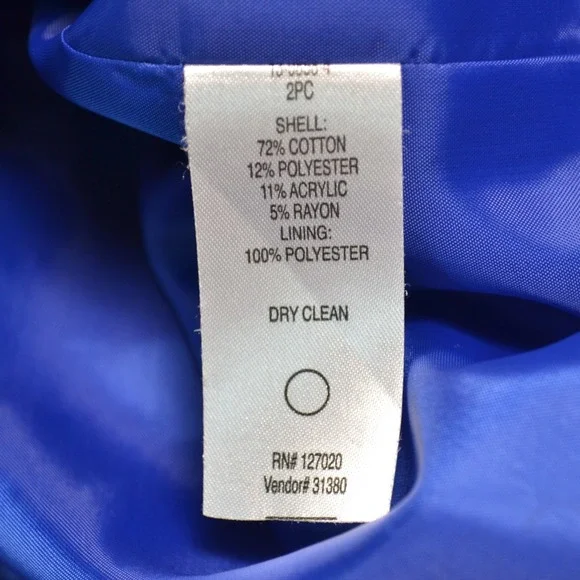 Chadwicks Suit Set Skirt‎ Blazer Women's Blue Textured Business Office Career - Picture 6 of 7